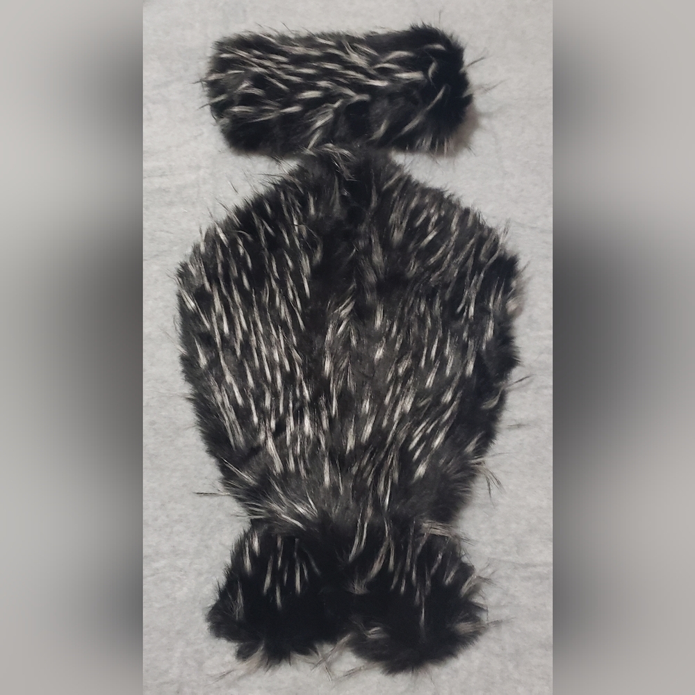 Winter Faux Fur Headband and Faux Fur Shawl - Black and White, New without tag